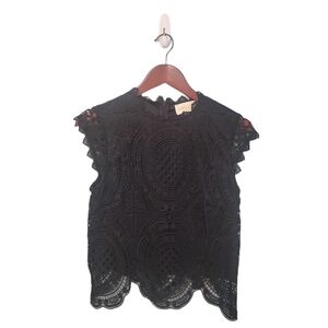 Rebellion Again Black Lace Sleeveless Minimalist Blouse Size Medium